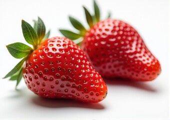 Strawberries on a white background. Shallow dof.