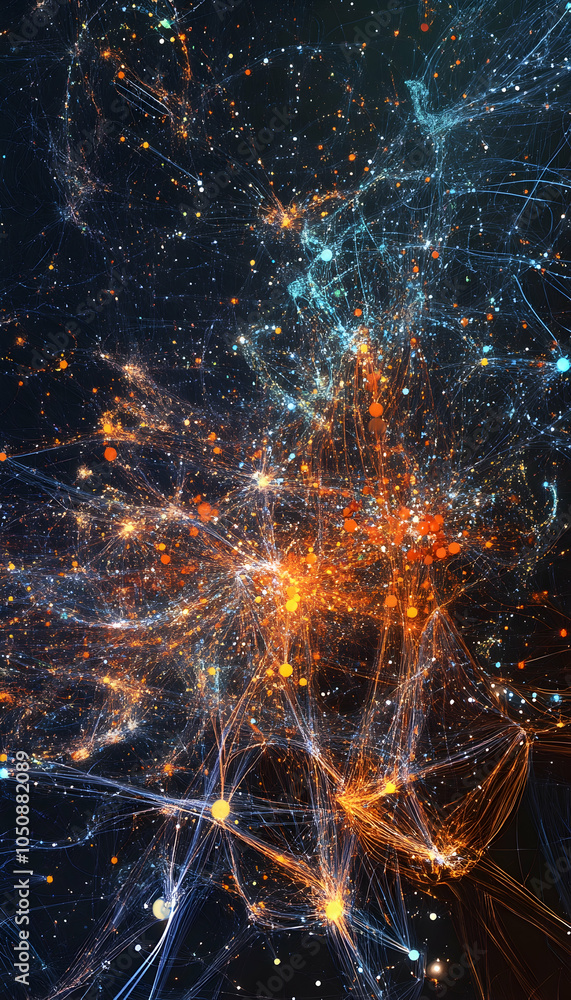 Poster big data network background for technology and science visualization-
