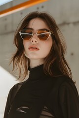 Fashion shooting model in stylish luxury sunglasses