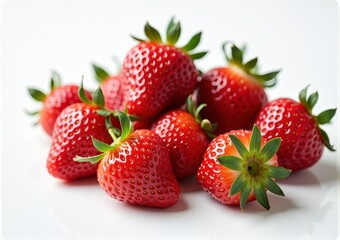 Strawberries on a white background. Shallow dof.
