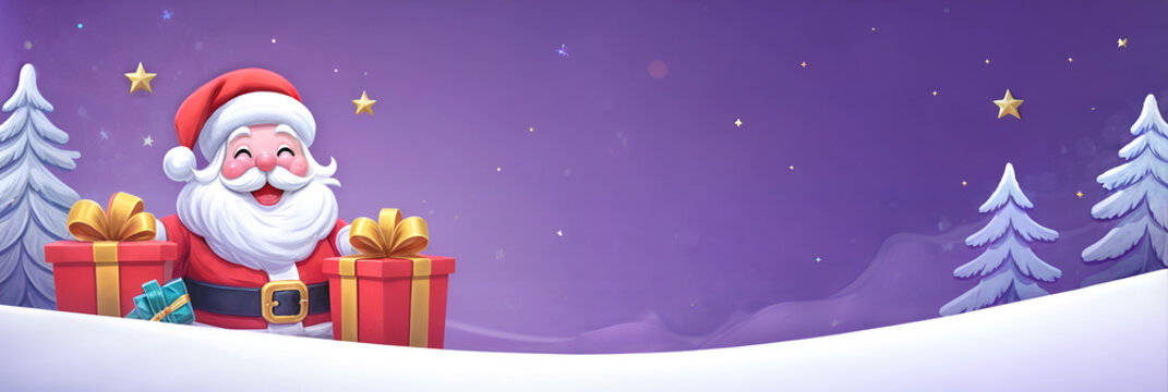 Baner of Santa Claus with Gifts.