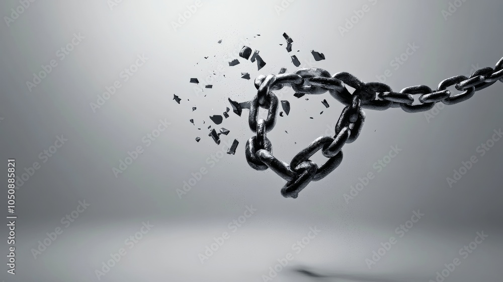 Aufkleber a striking visual of racial injustice, with symbolic chains breaking apart against a stark, empty ba