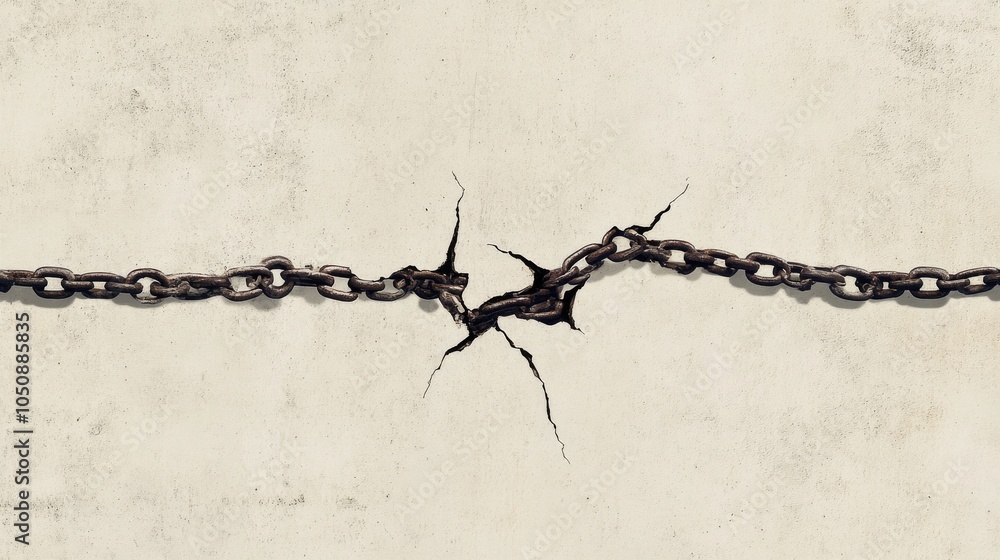 Poster a striking visual of racial injustice, with symbolic chains breaking apart against a stark, empty ba