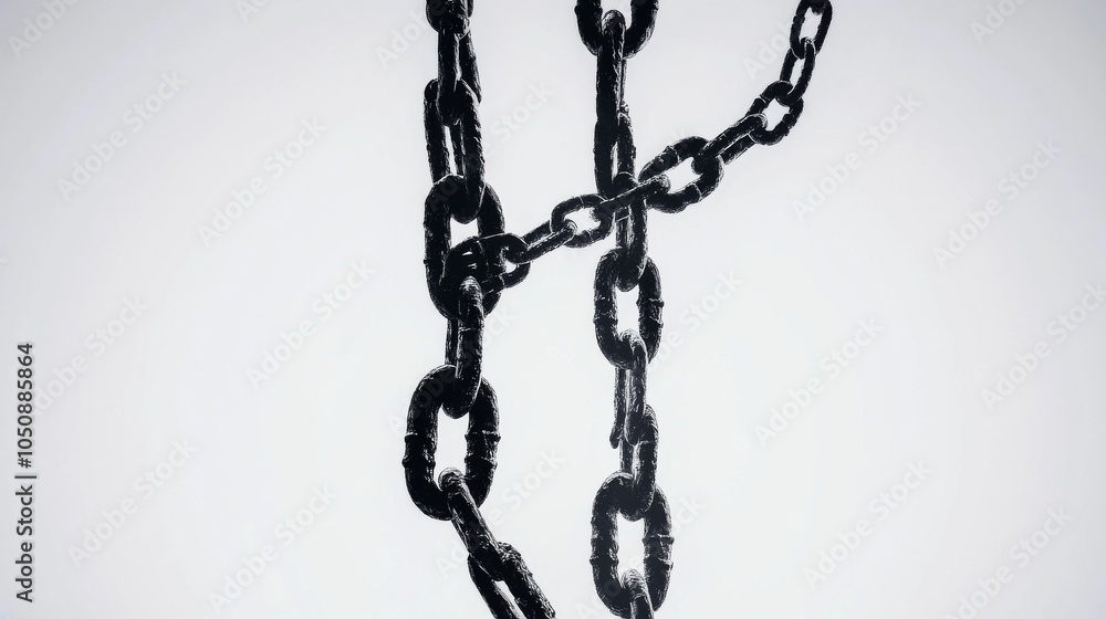 Poster a striking visual of racial injustice, with symbolic chains breaking apart against a stark, empty ba