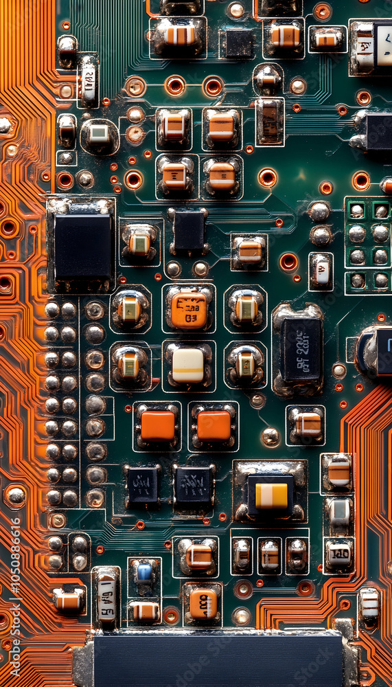 Poster 3. cutting-edge circuit board background showcasing depth of field.