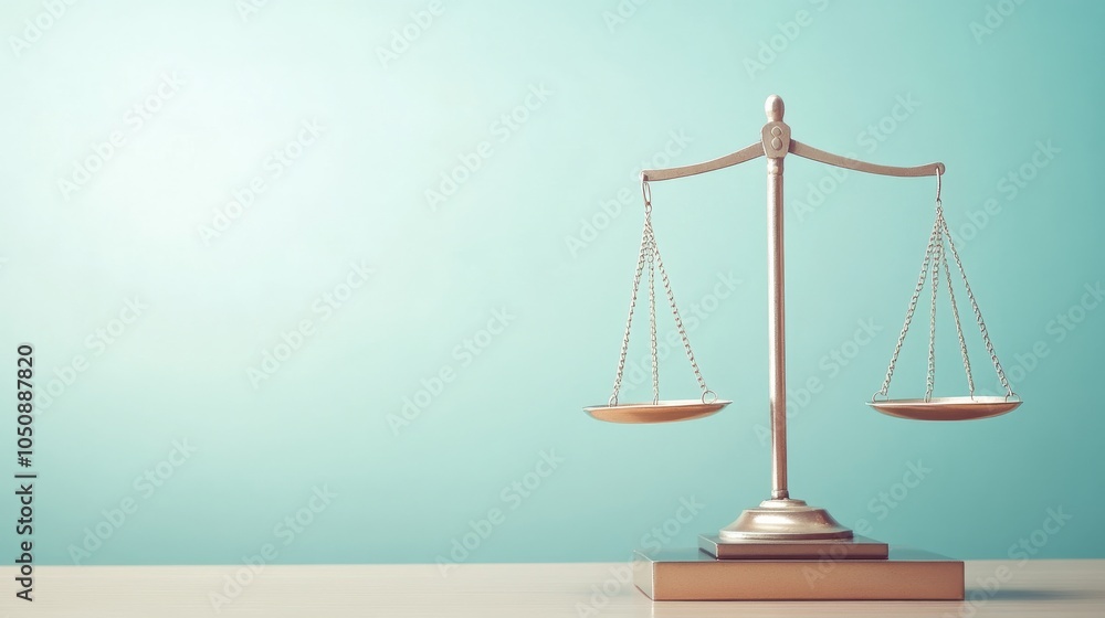 Fototapete a symbolic image of equity, showing a scale with equal-sized weights balanced perfectly, representin