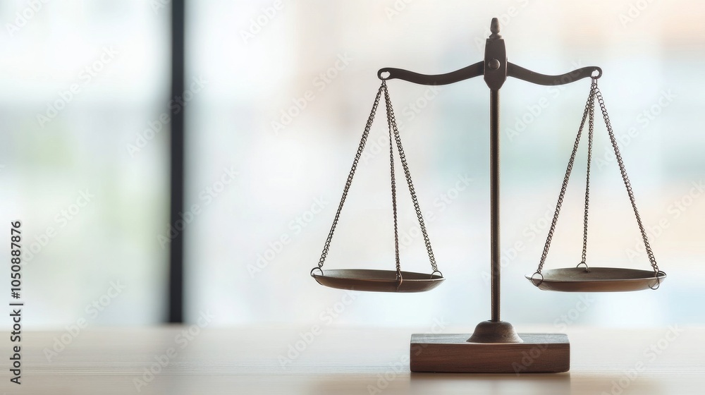 Poster A symbolic image of equity, showing a scale with equal-sized weights balanced perfectly, Representing fairness and equal opportunity