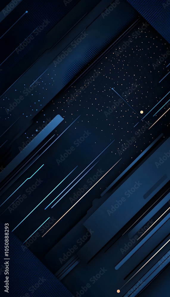 Poster modern dark blue background with dynamic abstract shapes-