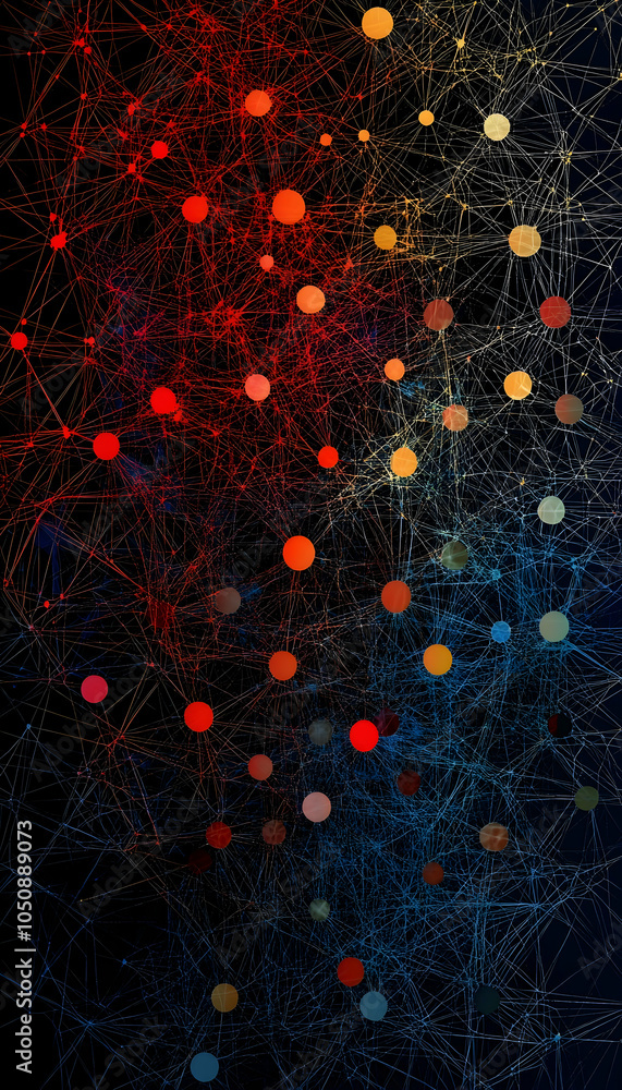 Poster social networks background with interconnected nodes and connections-