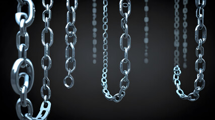 inked chain hanging up. Chain texture. AI generated image, ai