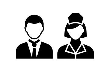 Fototapeta premium Set of Different professions avatars icons silhouette illustration.on white.