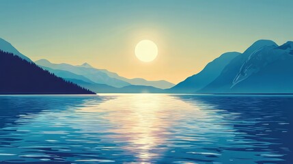 Shimmering lake water reflecting the sun adobe illustrator