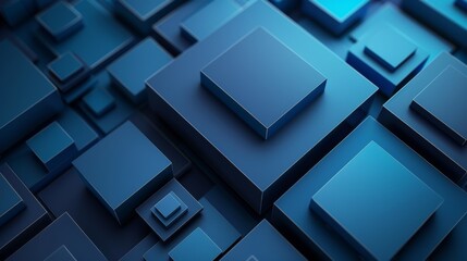 Fototapeta premium Abstract geometric squares on a gradient blue background, vector