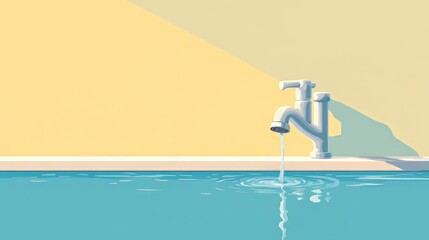 Water dripping from a faucet into a pool adobe illustrator