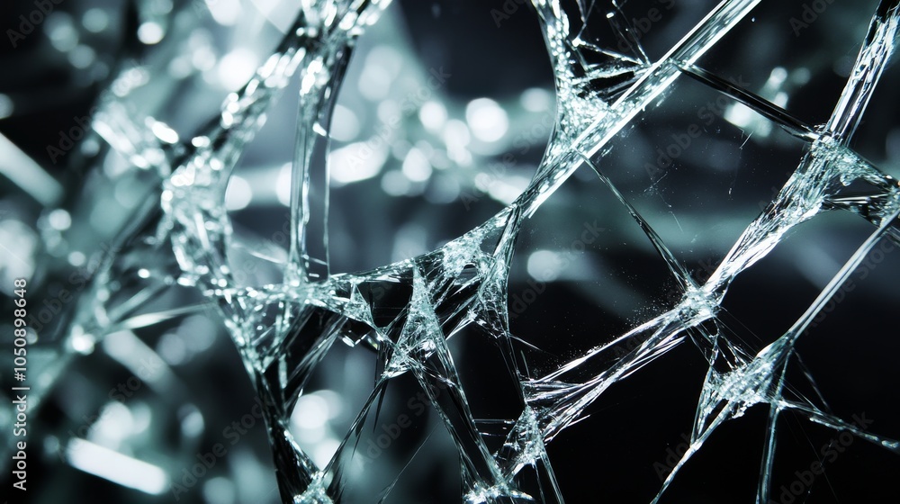 Poster a tangled web of shattered glass pieces forming a cohesive whole, symbolizing unity and resilience i