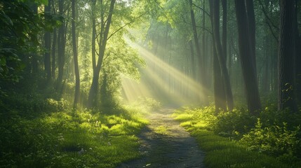 Obraz premium Sunbeams Through The Trees