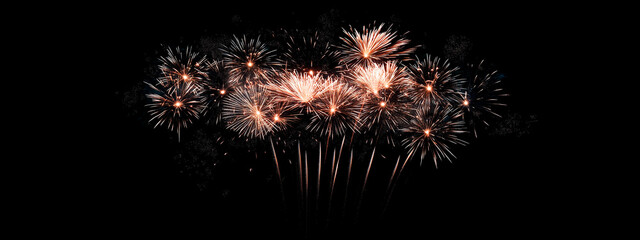 A colorful firework burst against a black background, creating a striking and festive visual effect. Suitable for New Year's, celebrations, and party-themed designs.