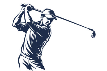  A silhouette of a man performing a golf swing