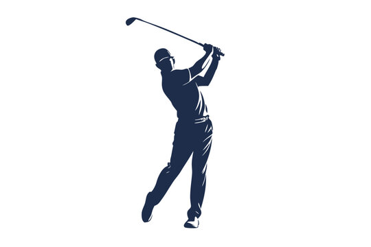  A silhouette of a man performing a golf swing