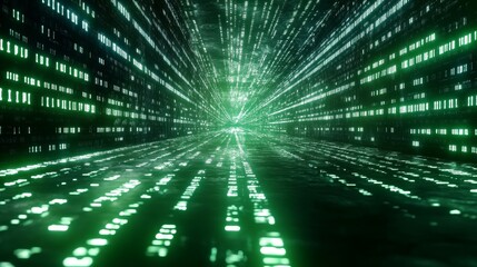 A Futuristic Data Stream Displayed with a Green Glow  An Abstract Digital Artistic Concept to Inspire You