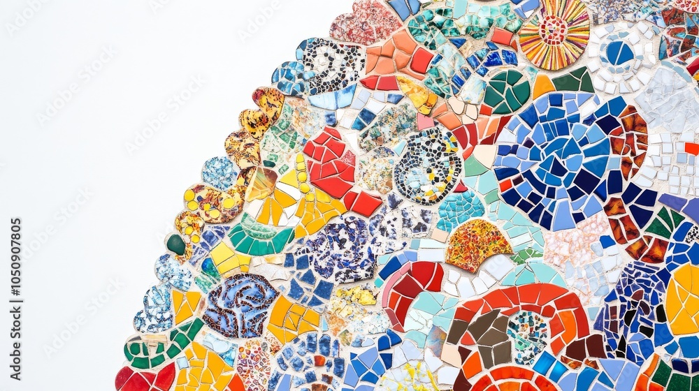 Poster a vibrant mosaic tile on a plain white background representing unity and diversity, highlighting how