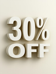 thirty 30 percent off, tag, 30%, 3d render of a symbol