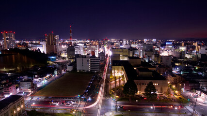 宇都宮市　栃木県庁舎から見た街並み（宇都宮市役所、東武宇都宮駅方向）