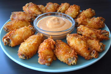 wing thigh dish or fried chicken tulips on plate
