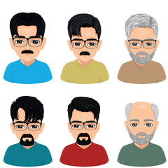 different age group male portrait set of chinese people