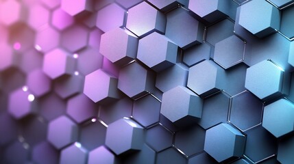 Fototapeta premium Abstract hexagonal pattern background with blue and pink colors.