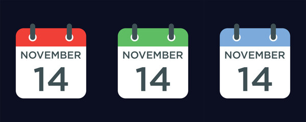 calendar - November 14 icon illustration isolated vector sign symbol
