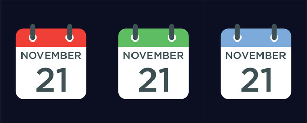 calendar - November 21 icon illustration isolated vector sign symbol