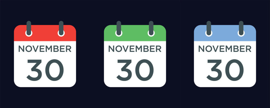 calendar - November 30 icon illustration isolated vector sign symbol