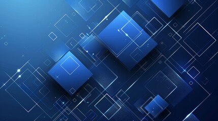 Fototapeta premium Abstract geometric squares on a gradient blue background, vector