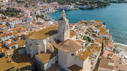 Aerial view of picturesque town of Cadaques on the Costa Brava Catalonia, Spain