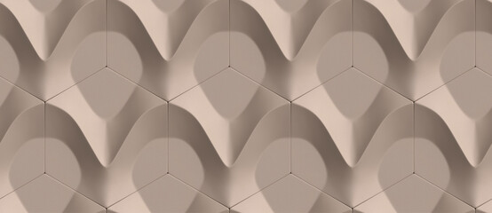 Seamless beige 3D geometric pattern illustration