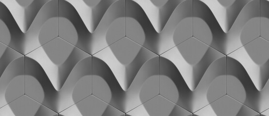Modern 3D geometric pattern in monochrome tones