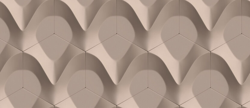Seamless beige 3D geometric pattern illustration
