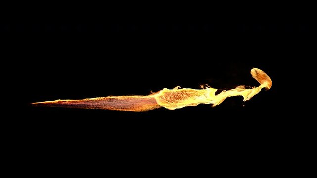Video of a blow torch flame lighting and burning, alpha channel for transparent background, 4k 30p
