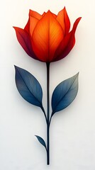Vibrant Floral Illustration with Leaves and Petals