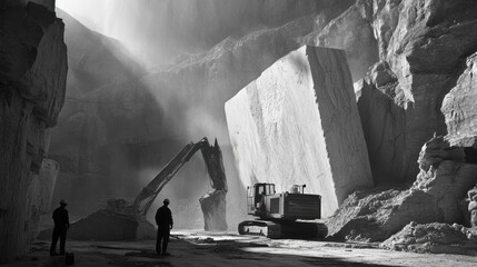 Extraction of a Giant Marble Block in a Quarry