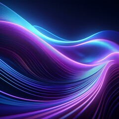 3d render abstract background illuminated with violet blue neon light glowing wavy lines curvy shapes futuristic minimal wallpaper
