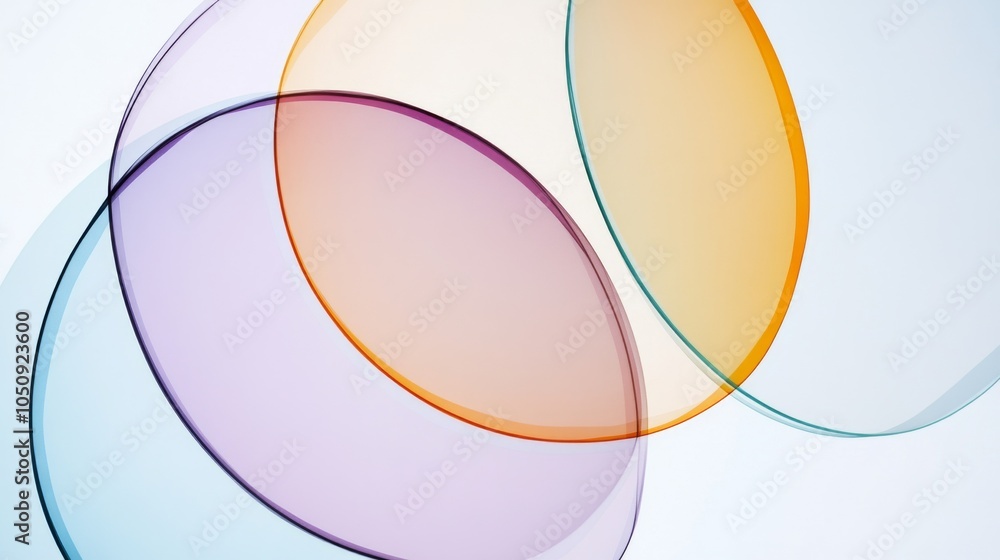 Aufkleber Abstract forms of overlapping transparent circles in varying colors, representing the intersectionality of identities and experiences, minimalist style