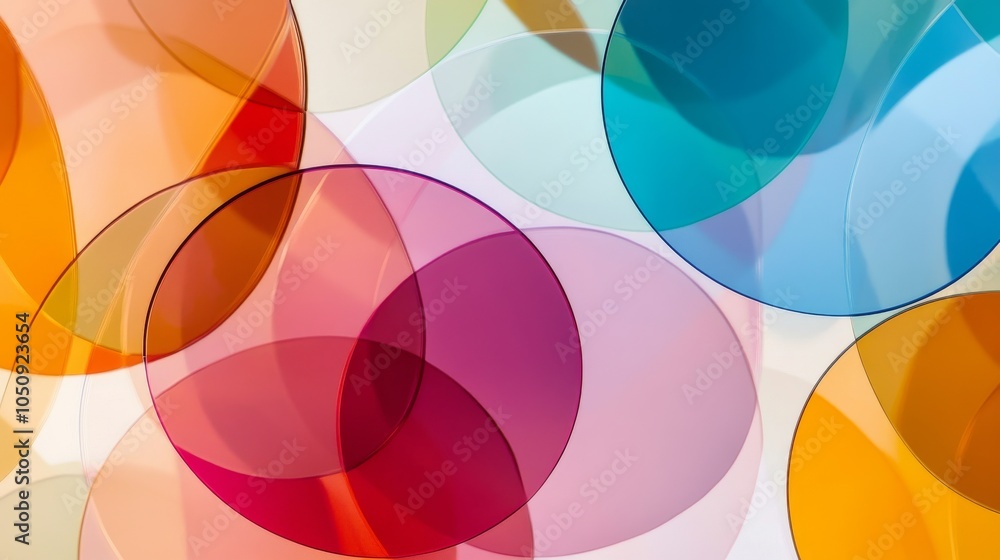 Aufkleber Abstract forms of overlapping transparent circles in varying colors, representing the intersectionality of identities and experiences, minimalist style