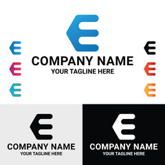 Abstract E letter initial modern logo design template