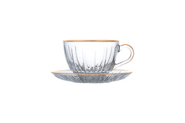 Elegant Clear Glass Teacup and Saucer with Gold Rim - Perfect for Tea Time, Home Decor, and Special Occasions