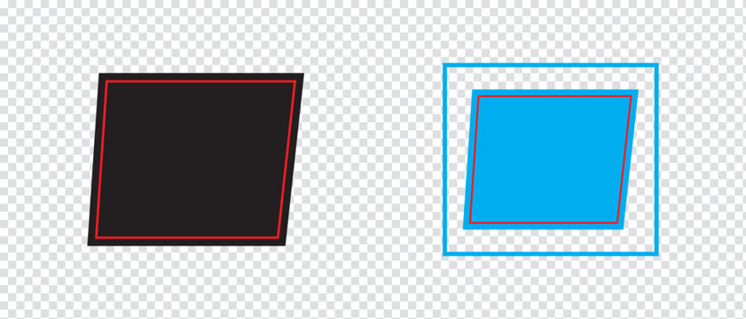 parallelogram icon and parallelepiped icon vector. vector illustration.