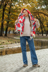 Russian beauty - young beautiful woman in a traditional headscarf