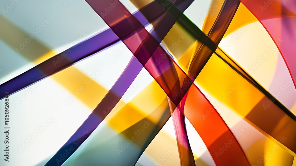 Poster an abstract composition of intersecting lines in vibrant colors against a neutral backdrop, illustra