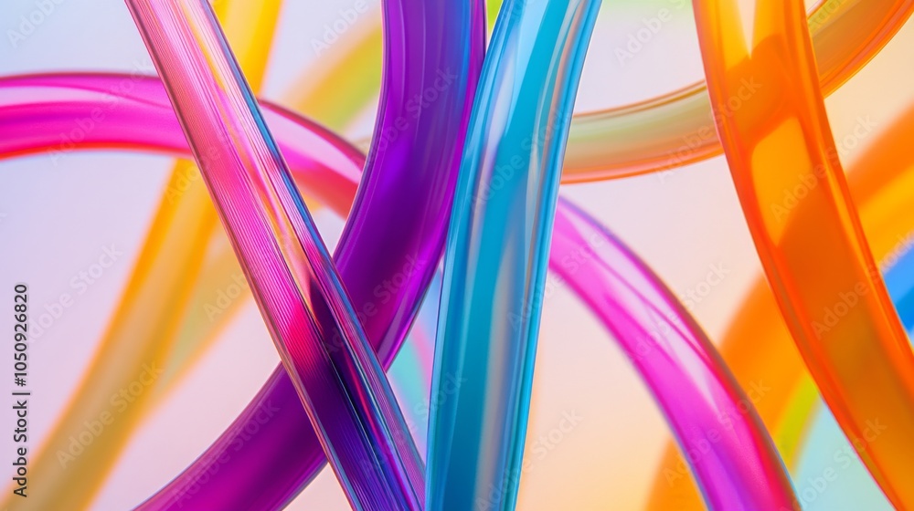 Poster an abstract composition of intersecting lines in vibrant colors against a neutral backdrop, illustra